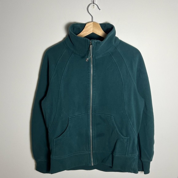 lululemon athletica Tops - Lululemon Sweatshirt Womens XS/S Green Full Zip Fleece High Neck Pockets Logo